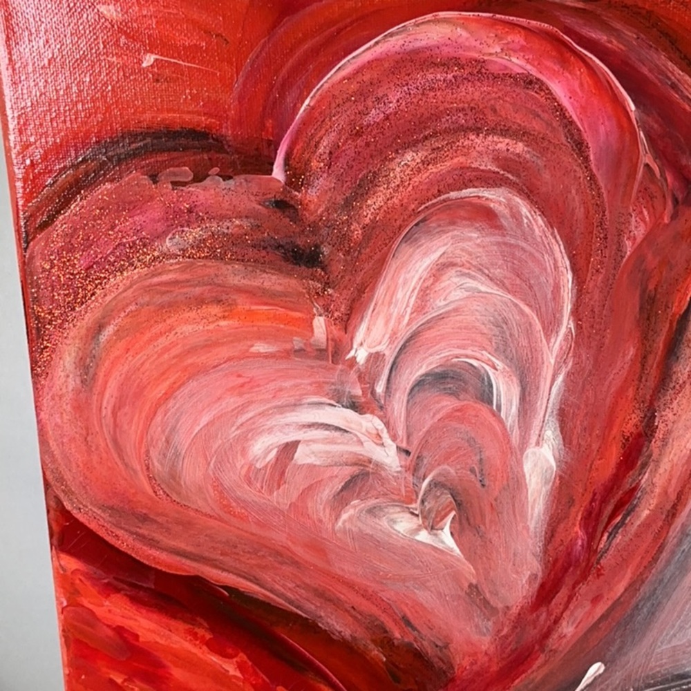 Romantic Hearts Painting Original Artwork Medium Wall Decor - Picture 14 of 16